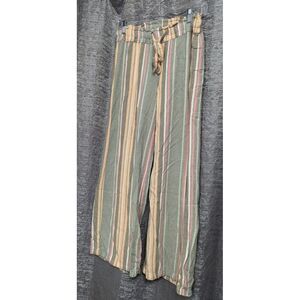 Vanilla Star Women's Relaxed‎ Linen Stripe Pant Size S